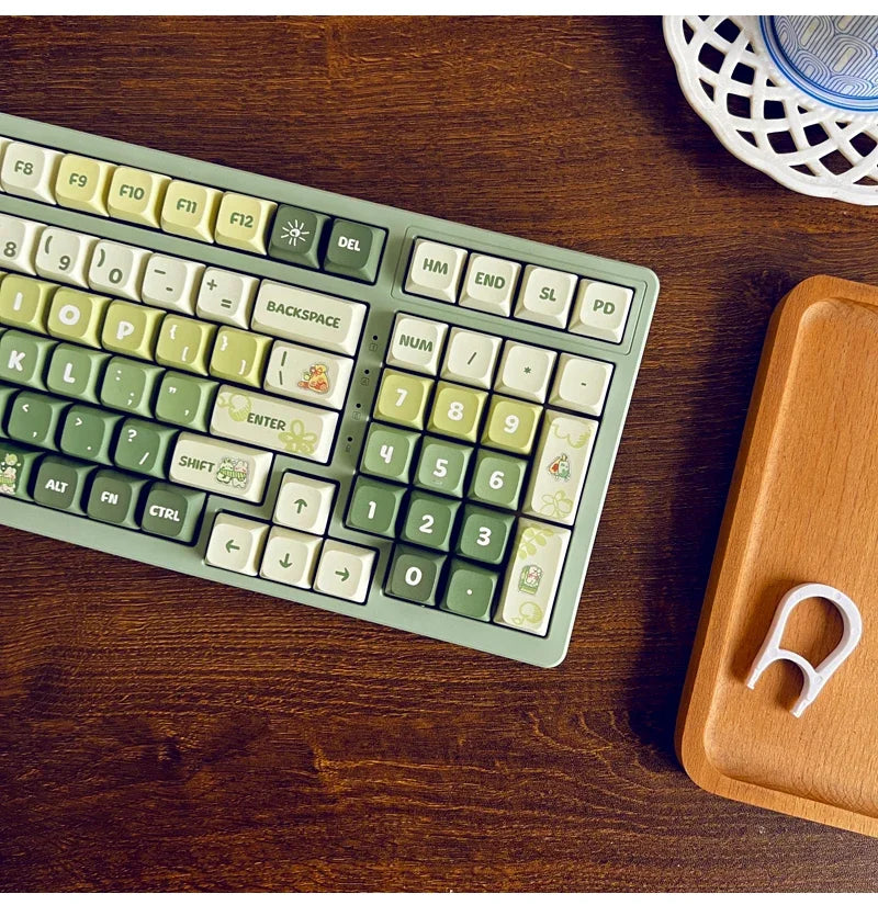 Matcha Green Keycap 133Keys Simple PBT XDA Highly Sublimated Mechanical Keyboard Universal Cartoon Rabbit Puppy Keycaps