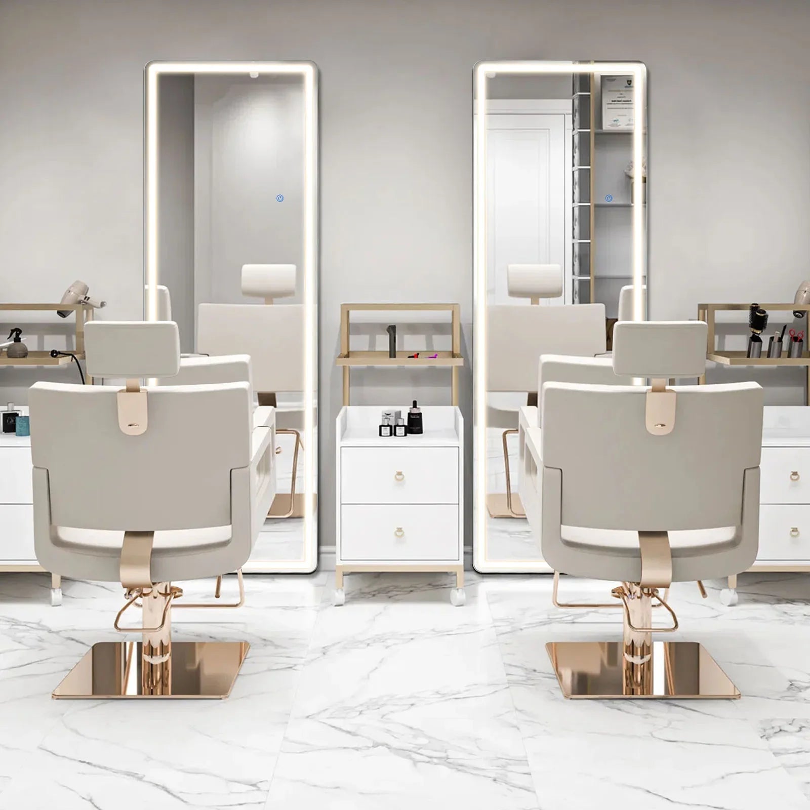 Led Dimming Full Length Mirror 3 Color Lighting Aluminum Alloy Frame Standing Hanging Floor Mirrors For Living Room  60"x16"