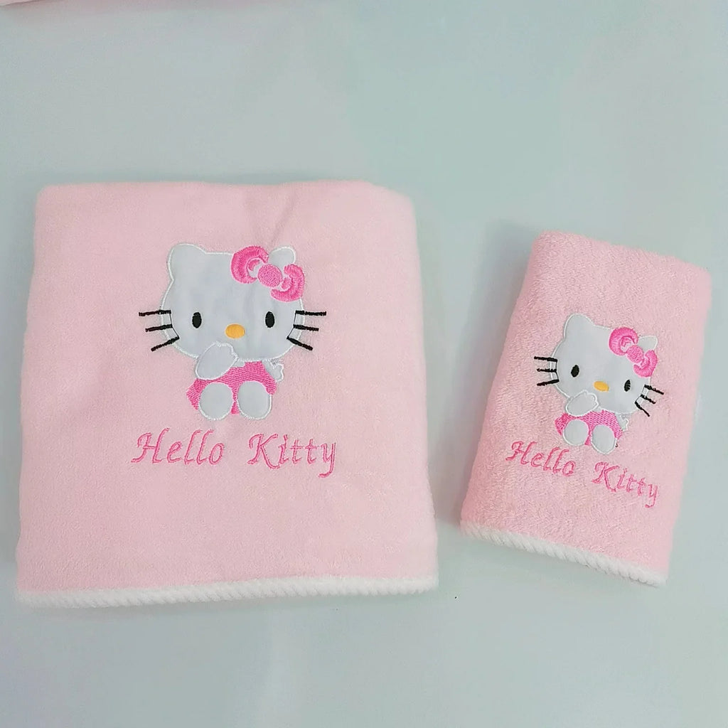 Sanrio Hello-kitty Anime Body Bath Towel Black Beauty Melody Soft Face Hand Microfiber Towel Fitness Sports Spa Bathrobe