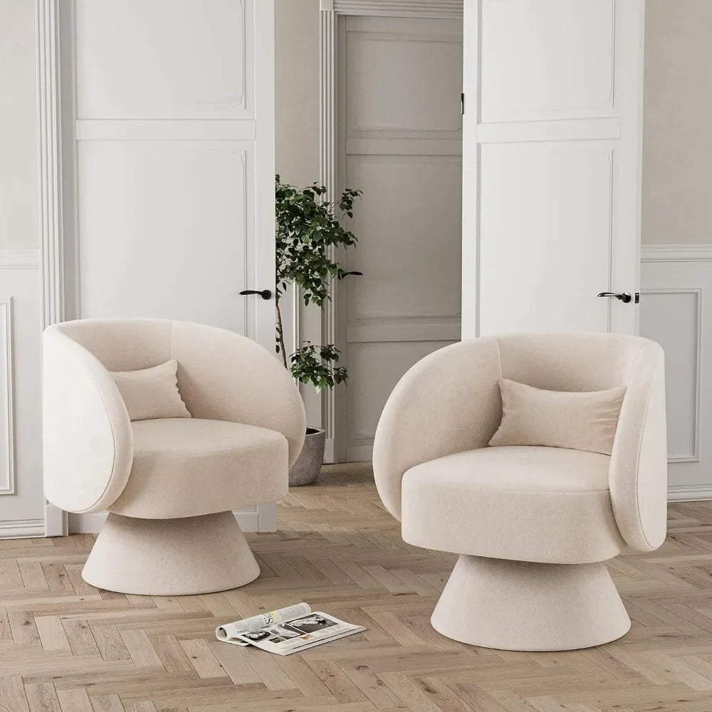 Swivel Barrel Chairs, Upholstered Swivel Cuddle Accent Chairs for Living Room, Comfy 360 Degree Modern Small Round