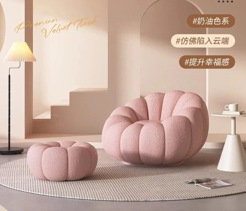 Lamb Fleece Pumpkin Sofa Chair Household Bedroom Lazy Lounge Chair Minimalist Modern Living Room