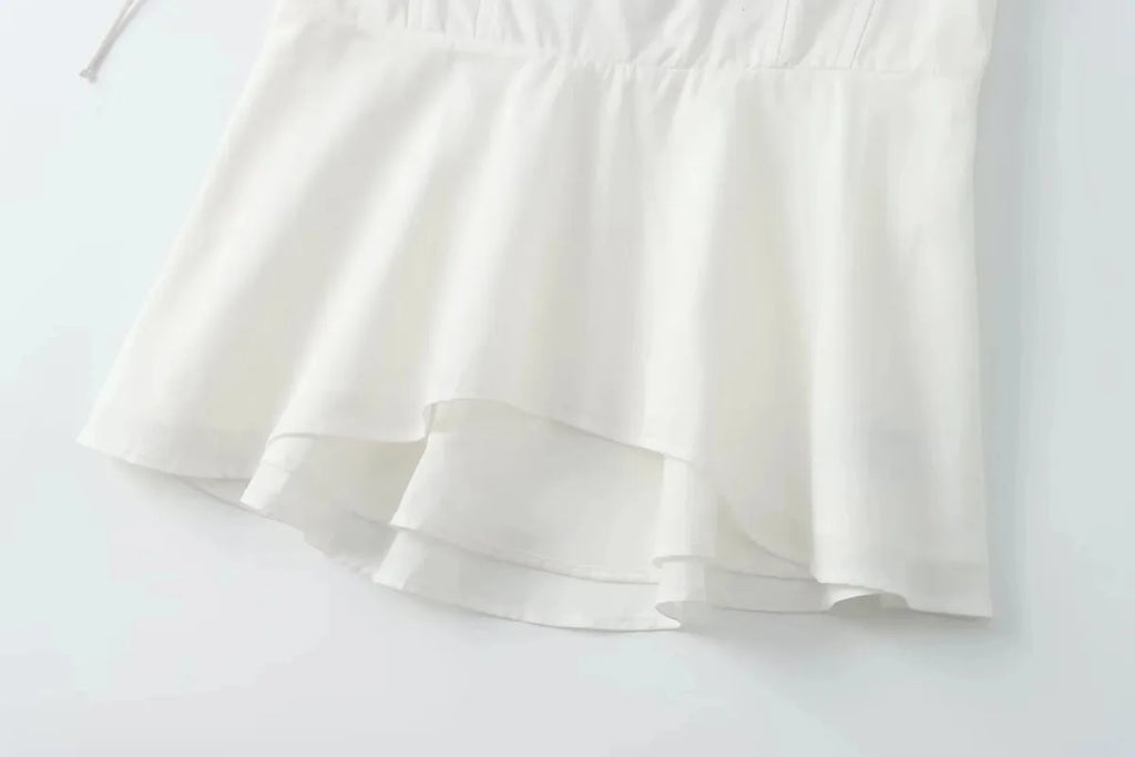 White Smocked Strappy Camisole Women's Sexy Sleeveless Ruffle Slim Bra Solid Color Streetwear Y2k Women's Tops Camisole