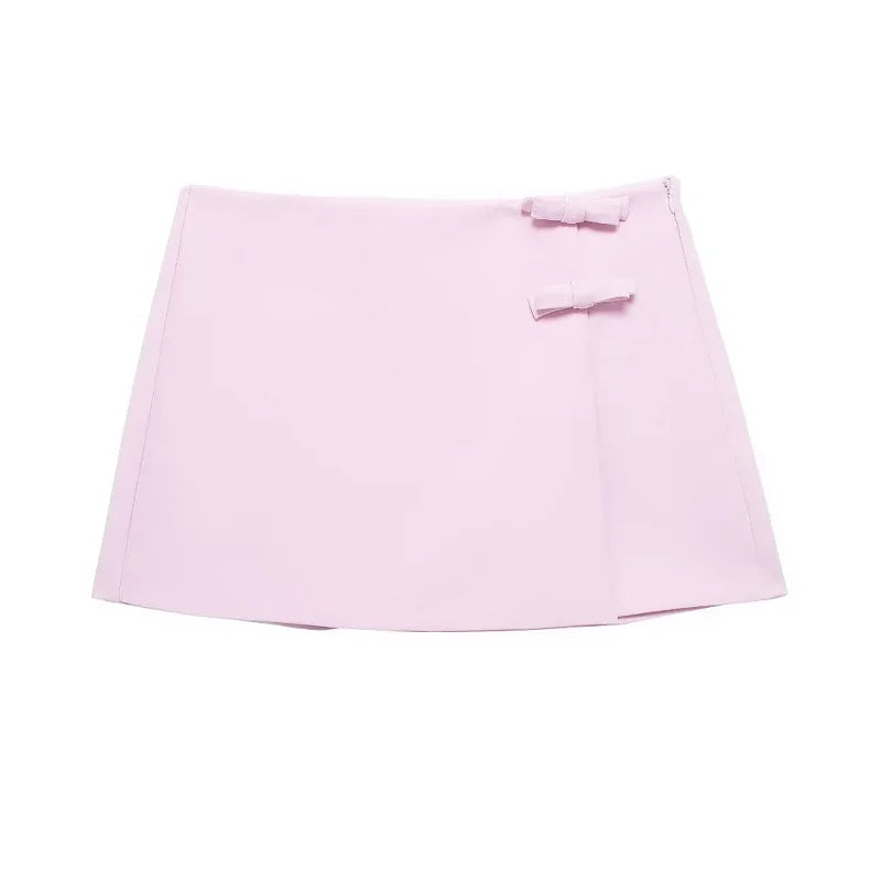 Lady Bow Two Piece Set Backless Halter Women Top And Mid Waist Skirt - New In Summer Fashion Casual Office Lady Set