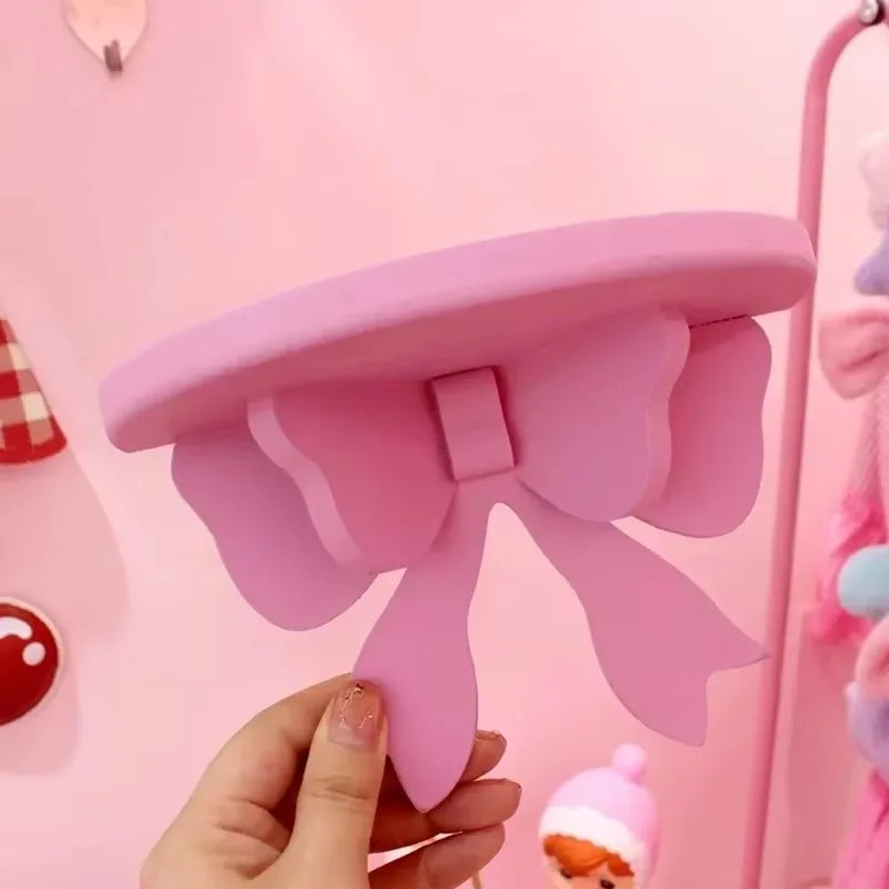 Wooden Decorative Shelves Girls' Room Organizer Holder Wall Shelf Decor Frame Bows Decoration  Wooden Storage Rack