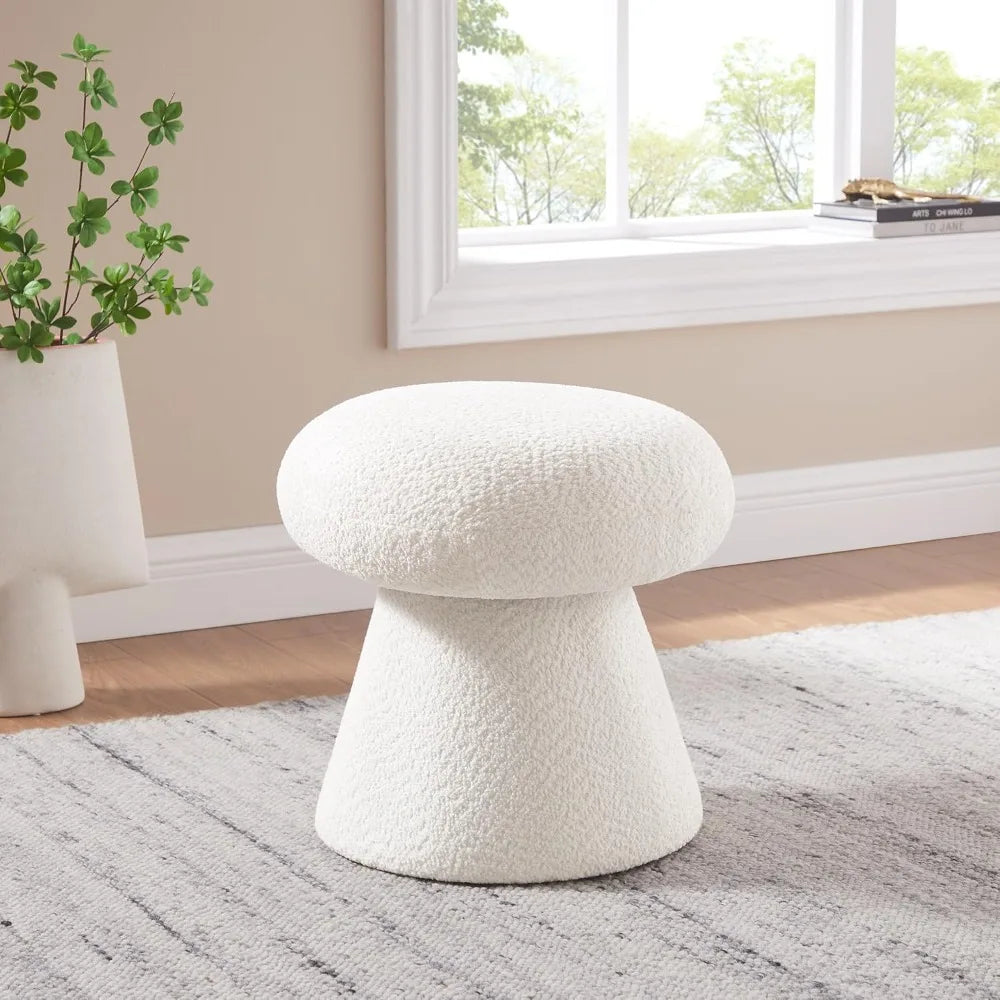 Luxury Light Mushroom Foot Rest Stool, Small Upholstered Footstool Ottoman for Makeup, Living Room, Bedroom, Stools & Ottomans