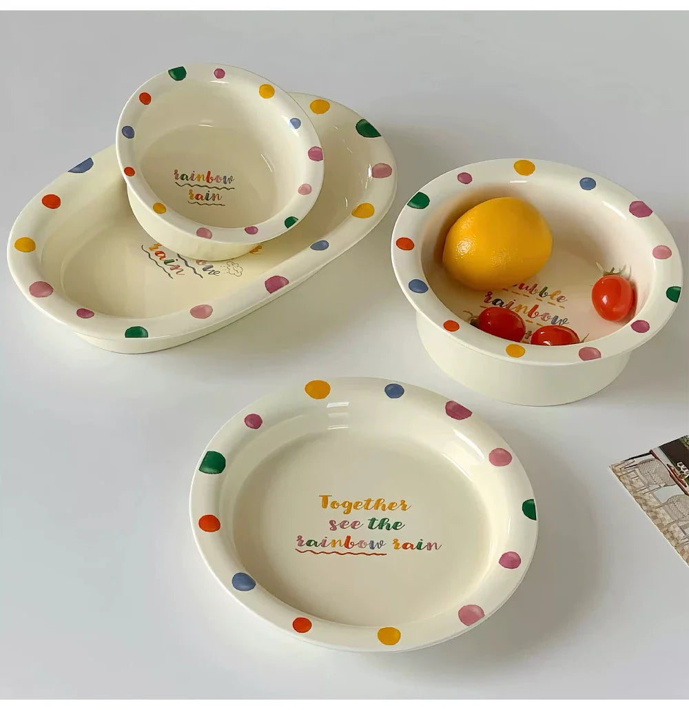 Colorful Dots Ceramic Porcelain m Tableware