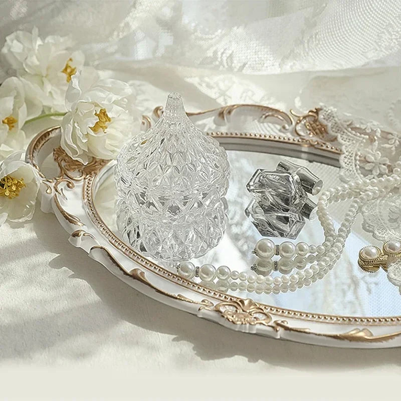 Vintage Oval Jewelry Display Tray Mirror