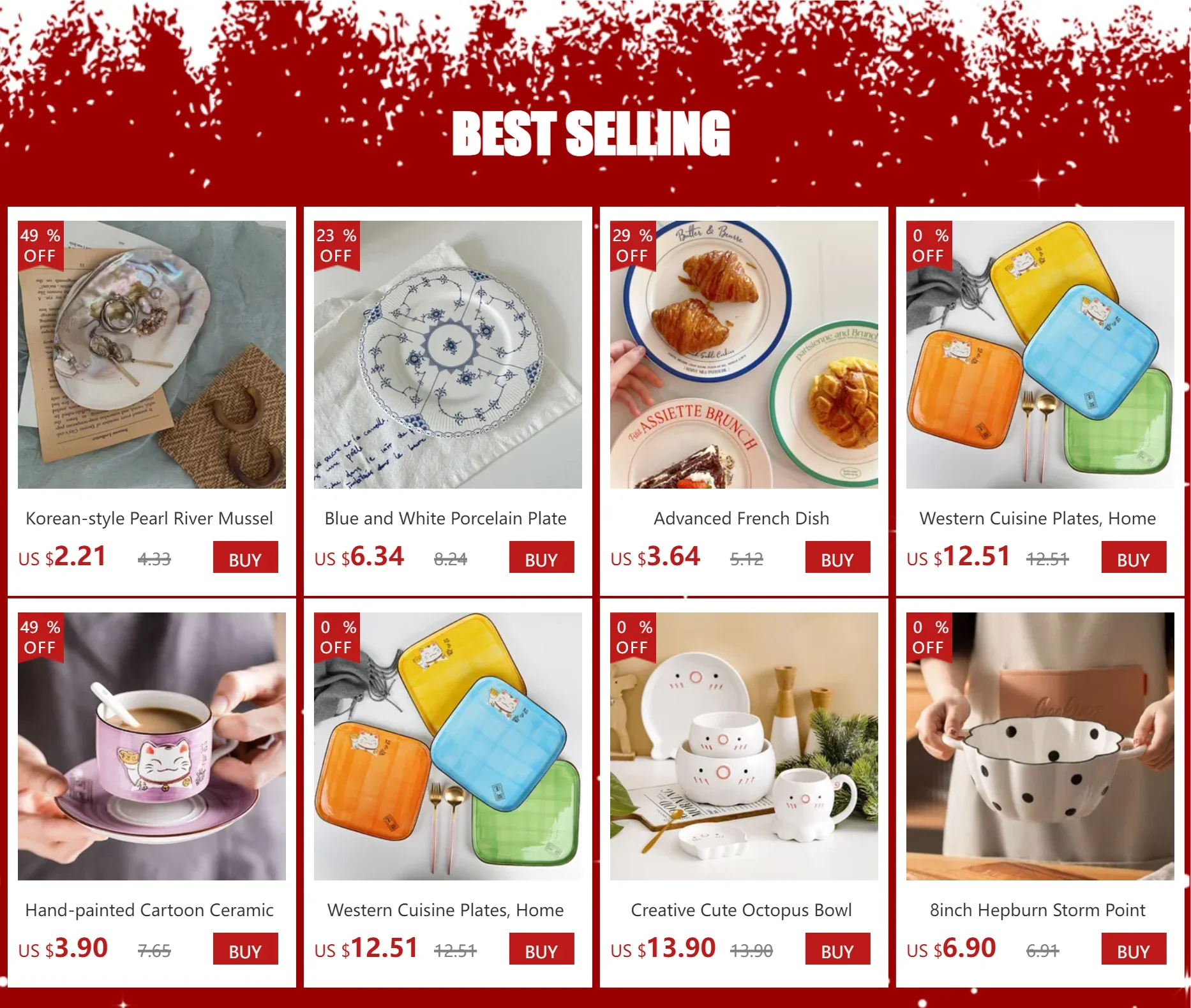 Vintage Hand Painted Dots Daisy Pottery Deep Plates Creative Moon Star Steak Flat Plate Handmade Salad Dinner Dishes