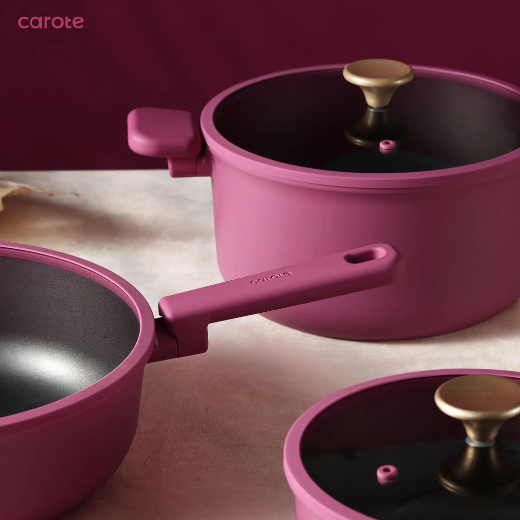 Rose Pink Kitchen Cookware Sets, Nonstick Pots and Pans Set, Induction Cookware, 16 Pcs