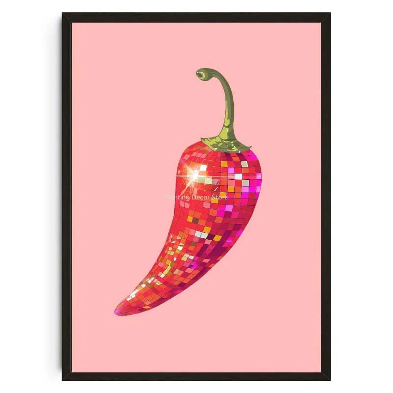 Retro Abstract Fruit Disco Ball Orange Miorrorball Creative Poster Canvas Paintings Wall Art Pictures