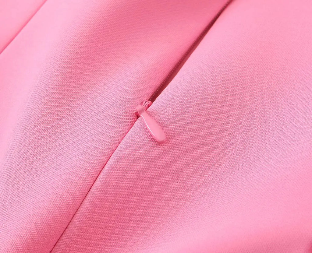 Ladies Pink Spaghetti Strap Dress Summer New Simple Style Women Slim Short Dress Party Fashion A-Line Dress