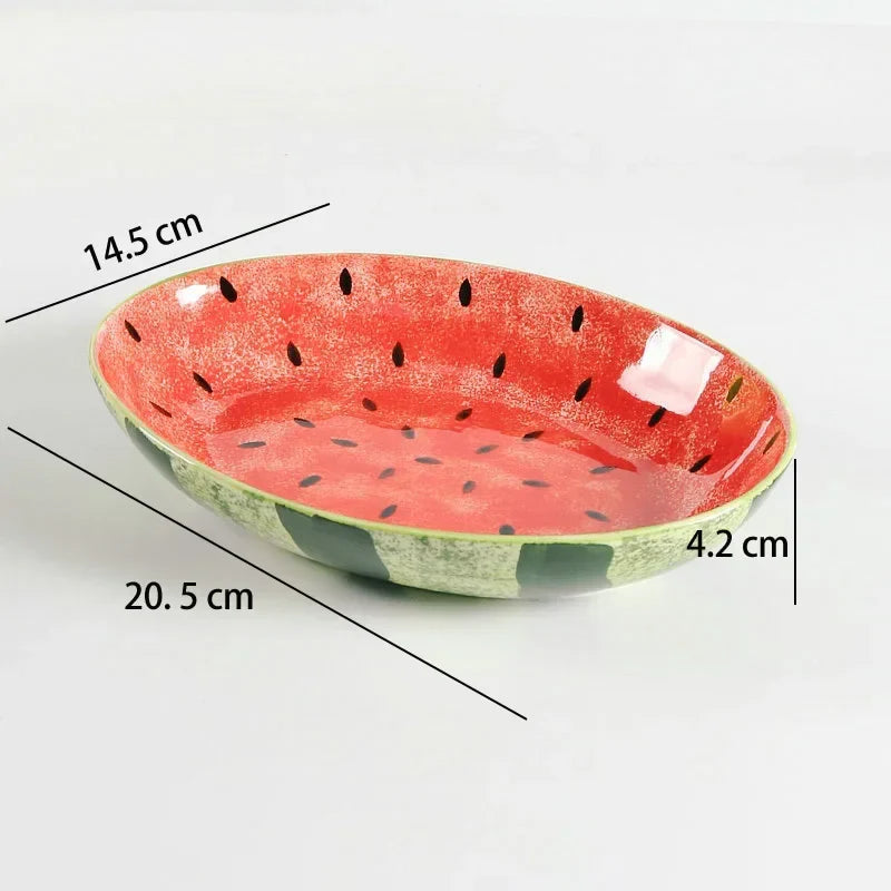 Watermelon Ceramic Cute Hand-painted Tableware Underglaze Color Fruit Shaped Bowl