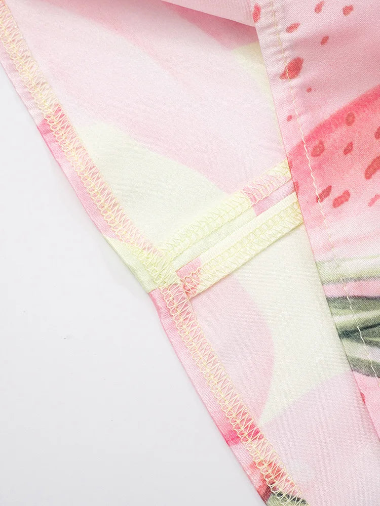 Halter Contrast Print Lace Up Fashion Slim Mini Dress A-line Dress