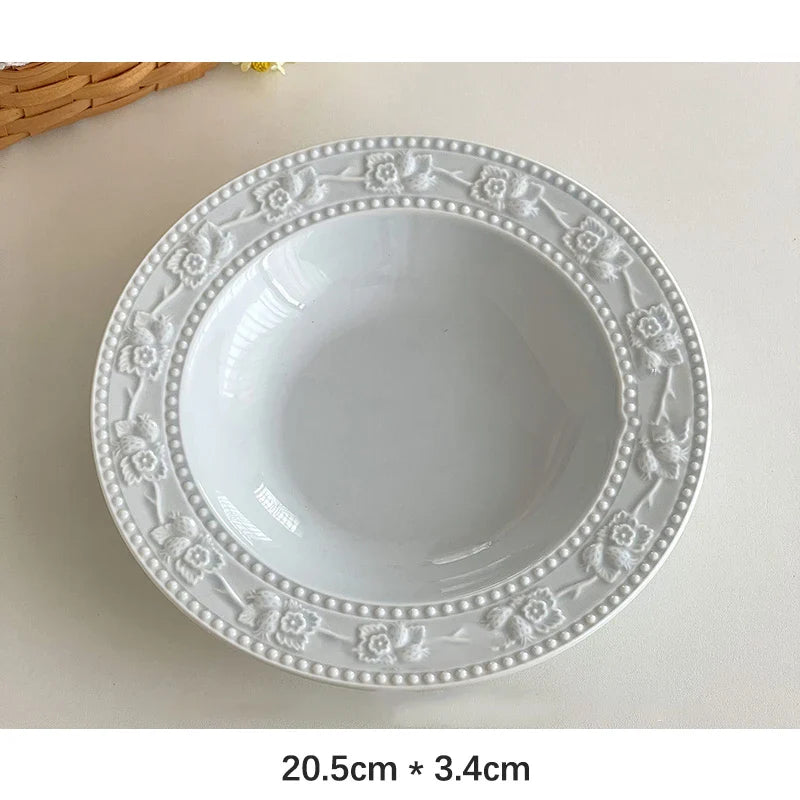 Round Porcelain Dinnerware Dessert Cake Afternoon Tea Fruit Plates