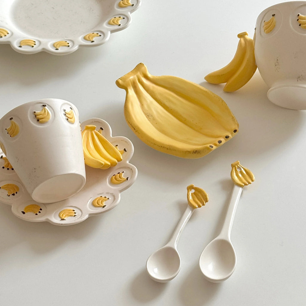Luxury Ceramic Banana Pattern Round Cute Plates
