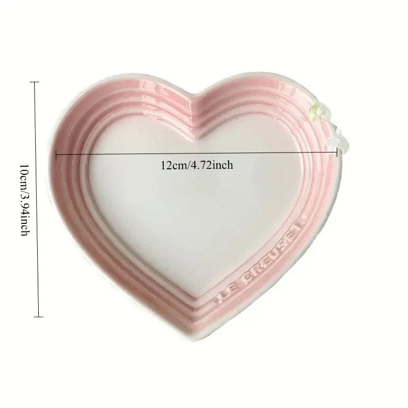 Gradient Heart-shaped Ceramic Dishes, Underglaze Color Simple Tableware, Dip Dish Desserts Snacks Plate