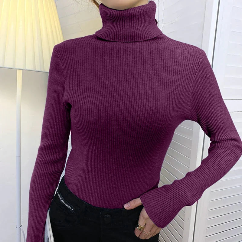 Women Fall Turtleneck Sweater Knitted Soft Pullovers Cashmere Jumpers Basic Soft Sweaters For Women Autumn Winter