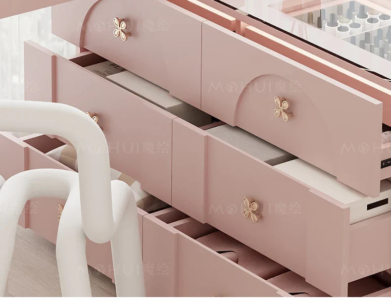 Room Dresser Makeup Bedroom Drawers Mirror Storage Cabinet Hairstyles Comfortable Illuminated Furniture