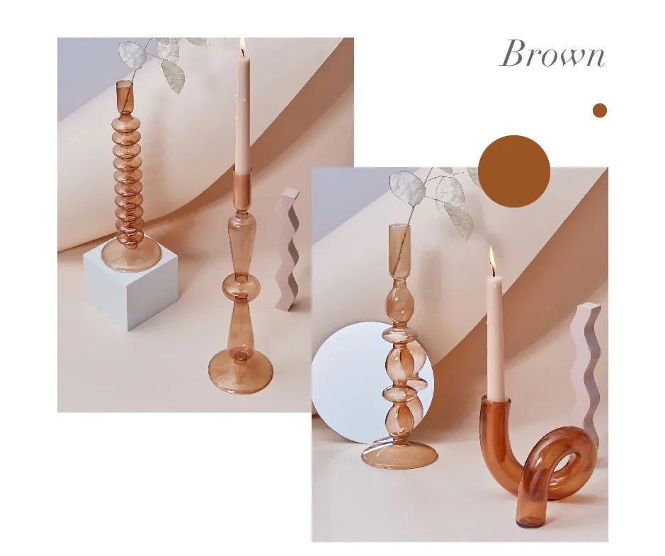 Taper Candle Holders Glass Candlesticks for Home Decoration Glass Vase