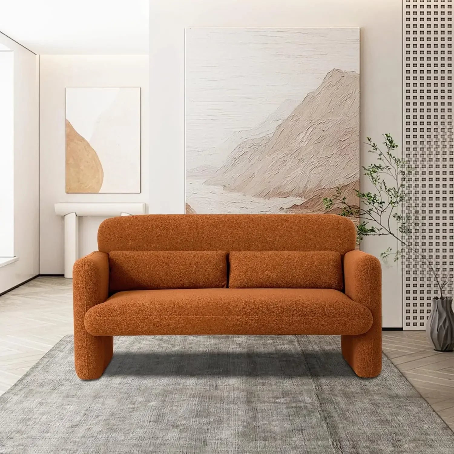 Modern Sherpa Lamb Fabric Armed Chair Comfy Upholstered Armchair Leisure Single Sofa Chair 33.86" Accent Chairs