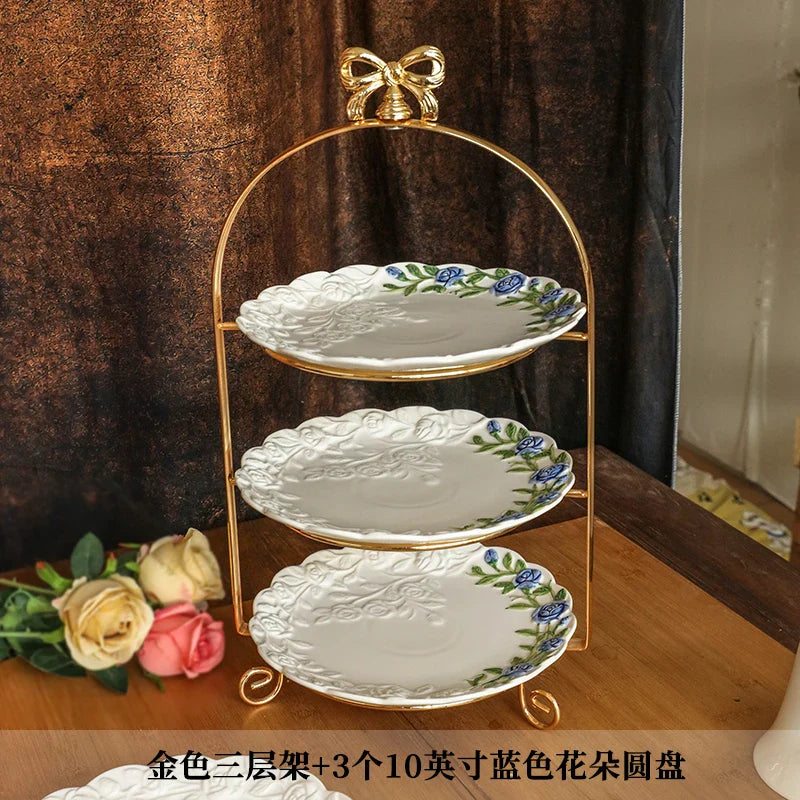 Rose Ceramic Afternoon Tea Cake Dessert Plate
