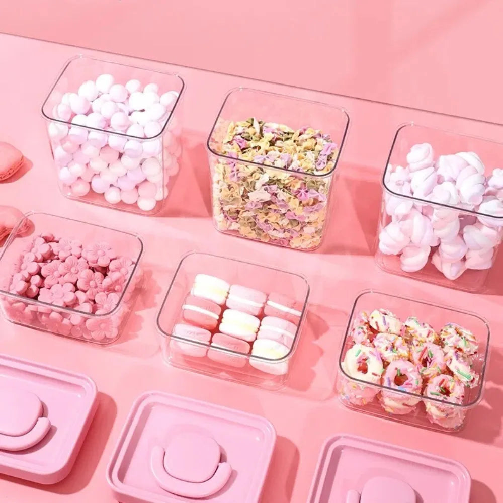 New With Lids Food Storage Box Large Capacity Moisture-proof Stackable with Handle Sealed Storage Pots Kitchen