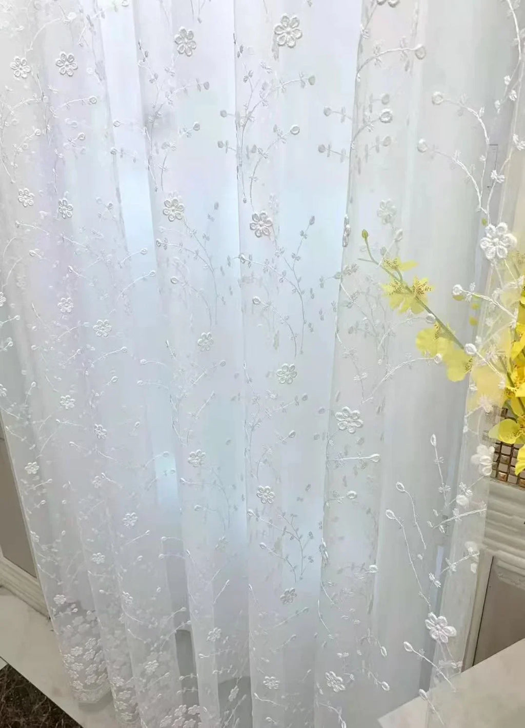 Embroidered White Curtains