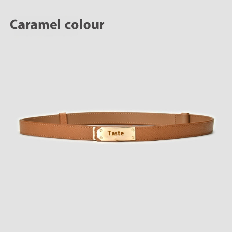 Retro Waist Decorations Women's Leather Thin Belt