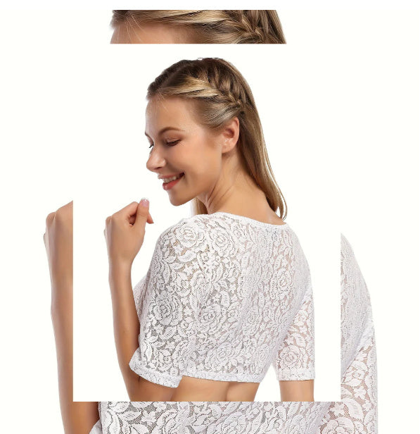 Women's Fashion Lace Stitching Small Shirt Top