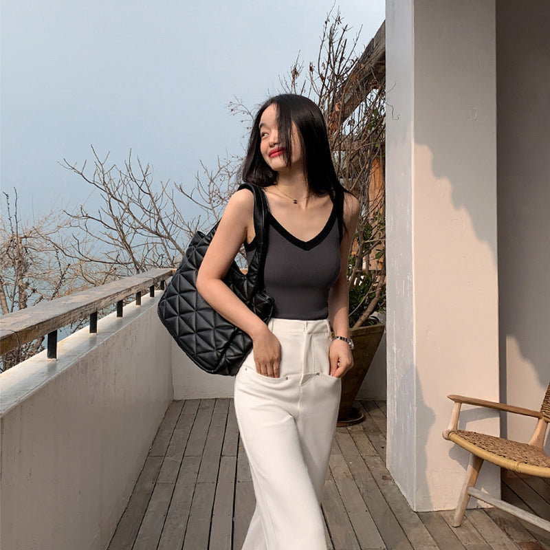 Spring New Cotton Padded Strap Top