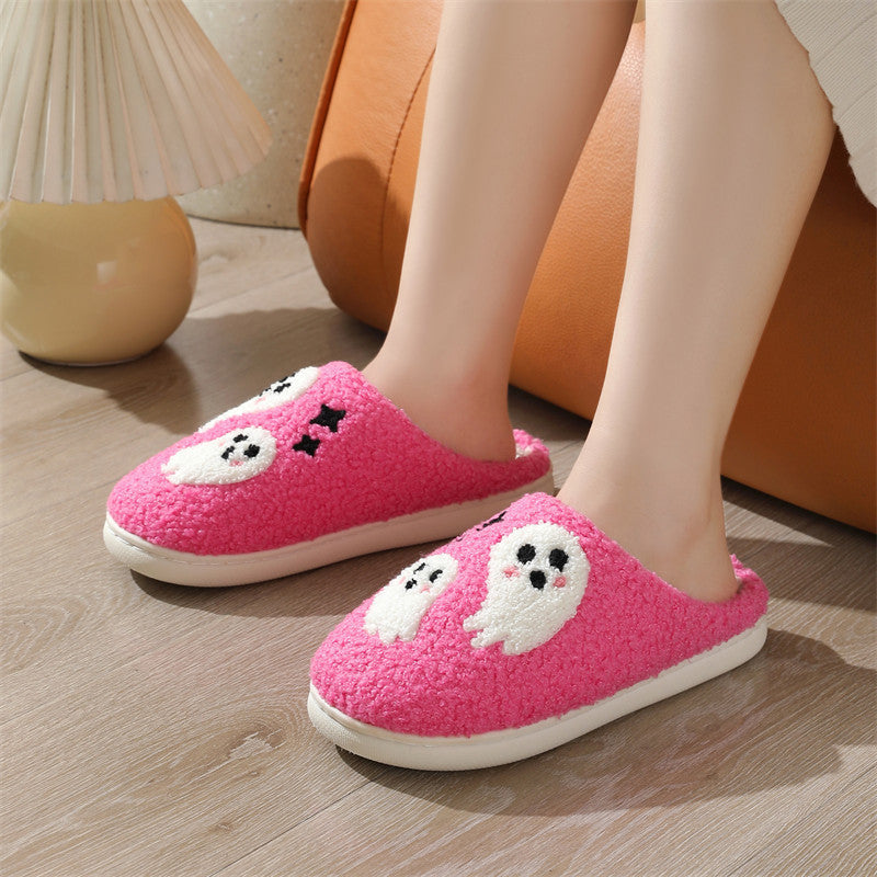 Cartoon Ghost Cotton Slippers For Women Indoor Non-slip Bedroom Floor Slipper Winter House Shoes