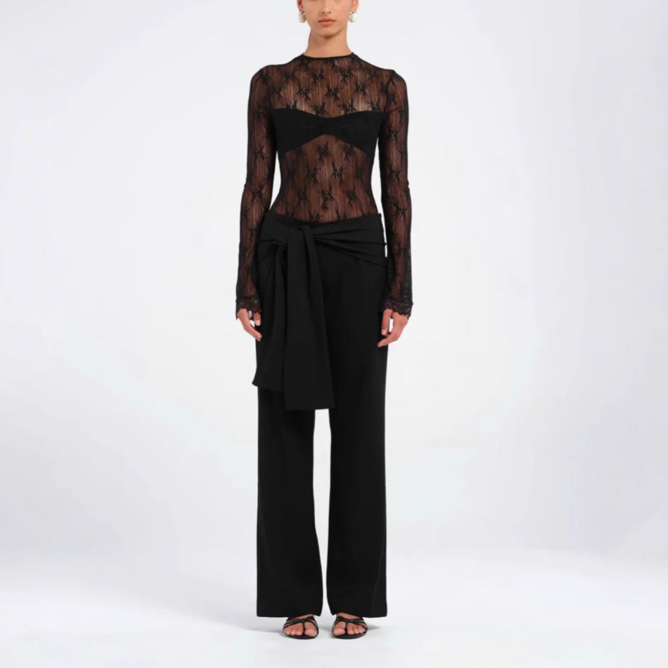 Loose Straight Casual Strap Wide-leg Suit Pants