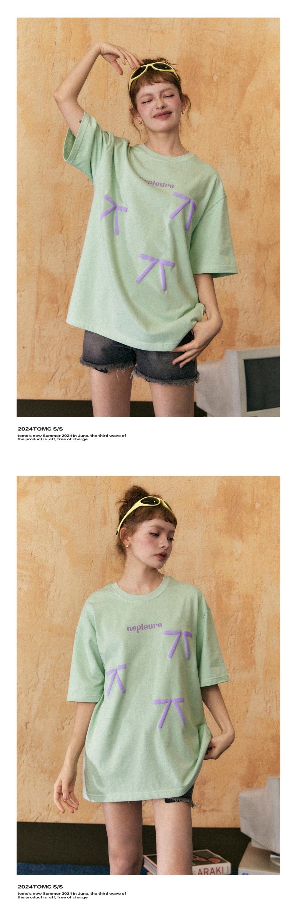 Women's Retro Short-sleeved T-shirt With Bow