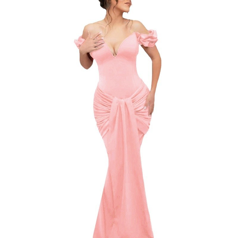 Off-shoulder V-neck Dress Women