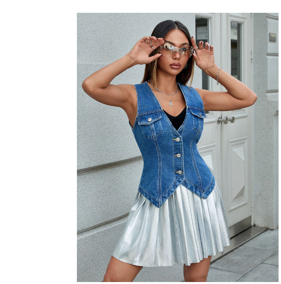 Ladies Denim Waistcoat Vest