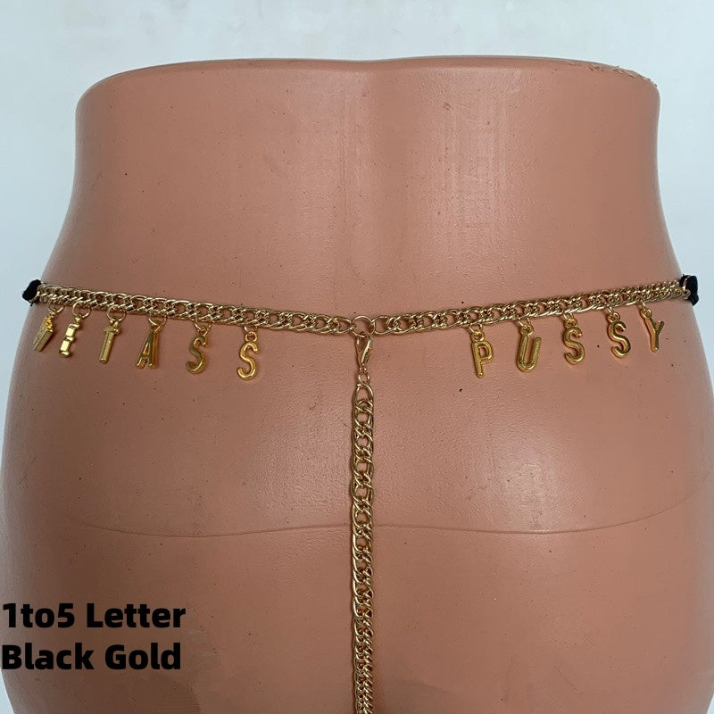 Women Custom Thong With Letter Name Personality G-String Panties Underwear Waist Body Chain Lace Thongs Jewelry Gift
