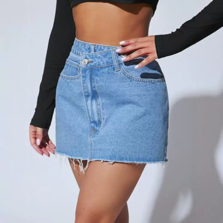 Short Irregular Denim Short Skirt