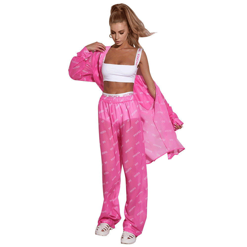 Women's Printed Chiffon Trousers Suit