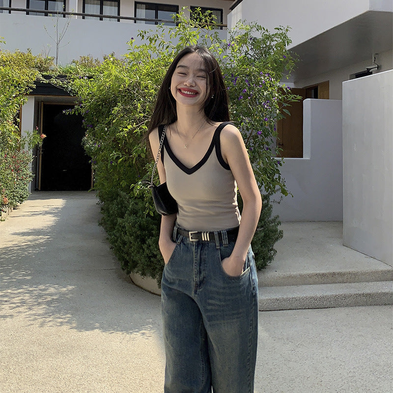 Spring New Cotton Padded Strap Top