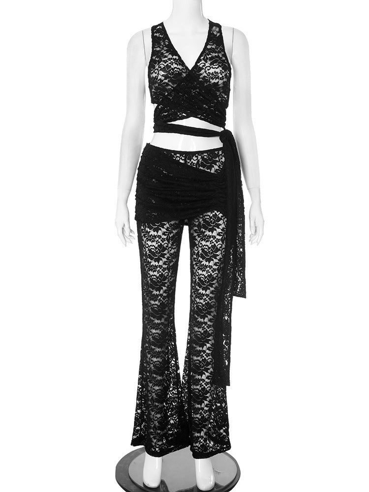 Women's Slim Fit V-neck Sling Vest Sheath Suit