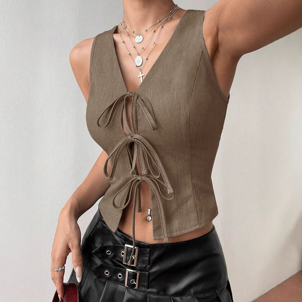 Women's Lace Up Slim Fit Top