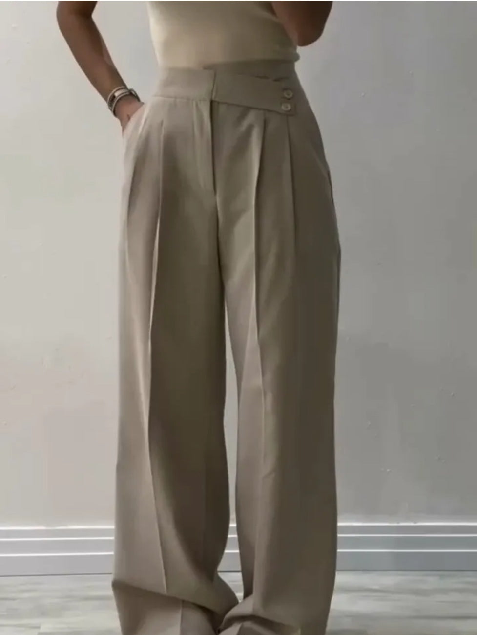 Women's Irregular Waist Wide Leg Pants Suit Pants