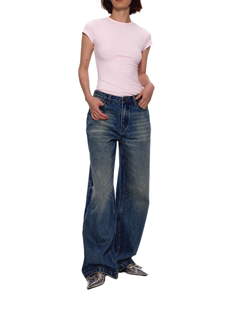 Women's Shoulder Round Neck T-shirt Slim Fit Slimming