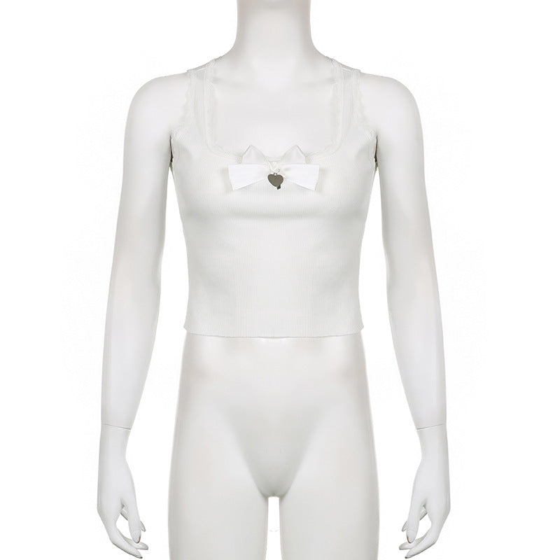 Women's Vintage Lace Bow Metal Top