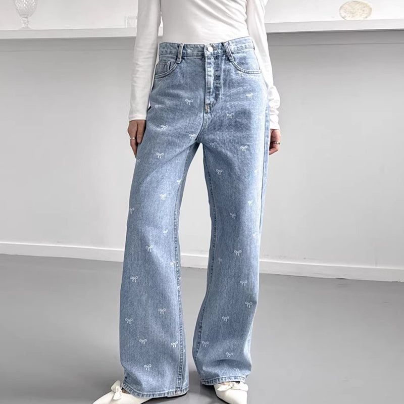 Women All-matching Wide Leg Straight Jeans