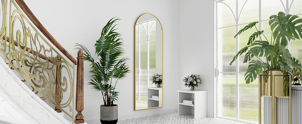 Full Length Arched Mirror-Aluminum Alloy Frame High Definition-Full Body Mirror for Bedroom or Living Room