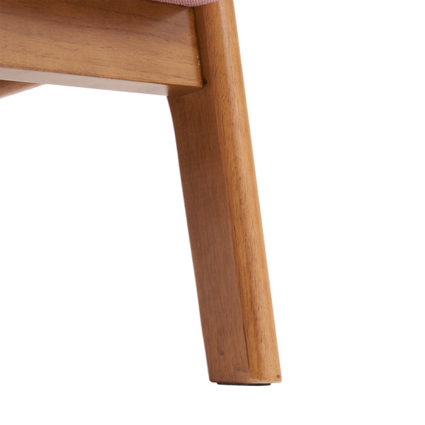 High Back Solid Wood Armrest Backrest Iron Frame Linen Indoor Leisure Chair Pink