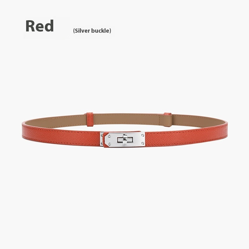 Retro Waist Decorations Women's Leather Thin Belt