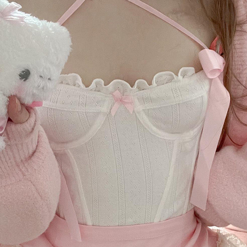 Ladies Bow Lace Patchwork Easy Matching Top