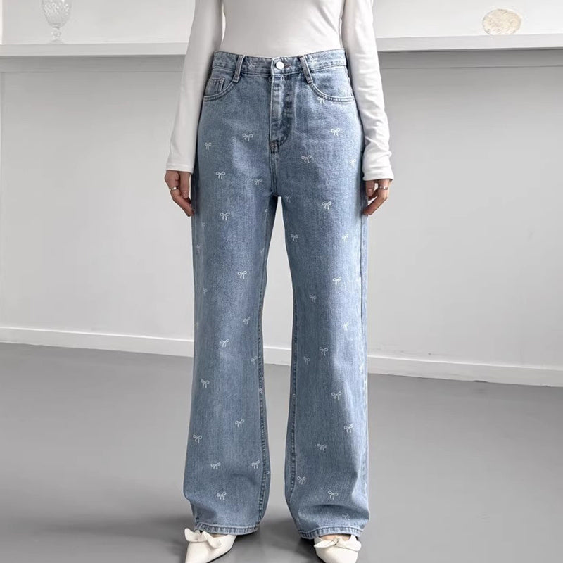 Women All-matching Wide Leg Straight Jeans